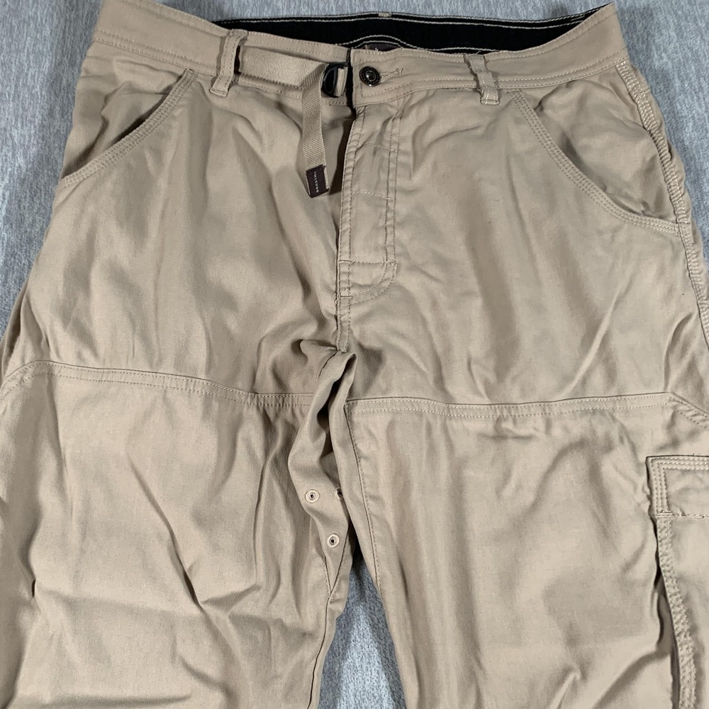 Prana Stretch Zion Pants Mens Medium 32L Khaki Hiking Cargo Outdoor Nylon - Picture 5 of 14